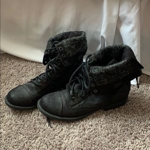 black combat boots